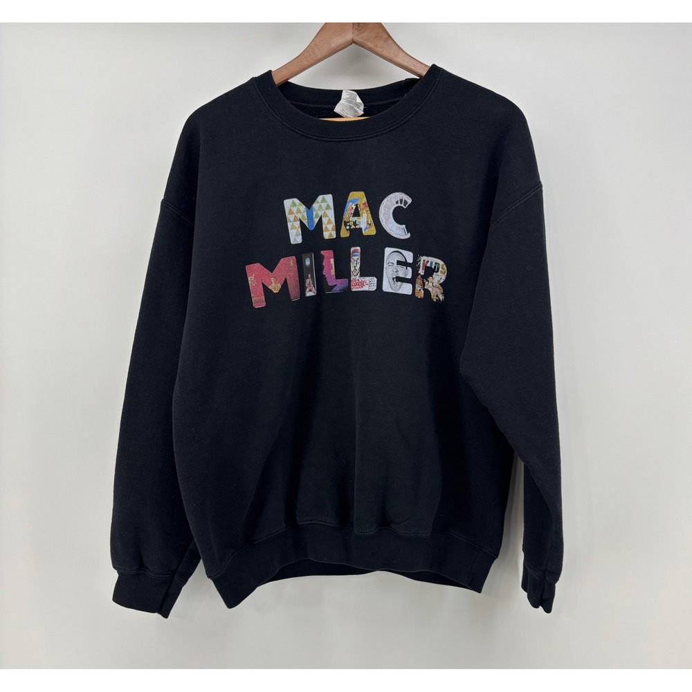 Mac Miller Sweatshirt Men's Large Black Crewneck Pullover Mac Miller Graphic